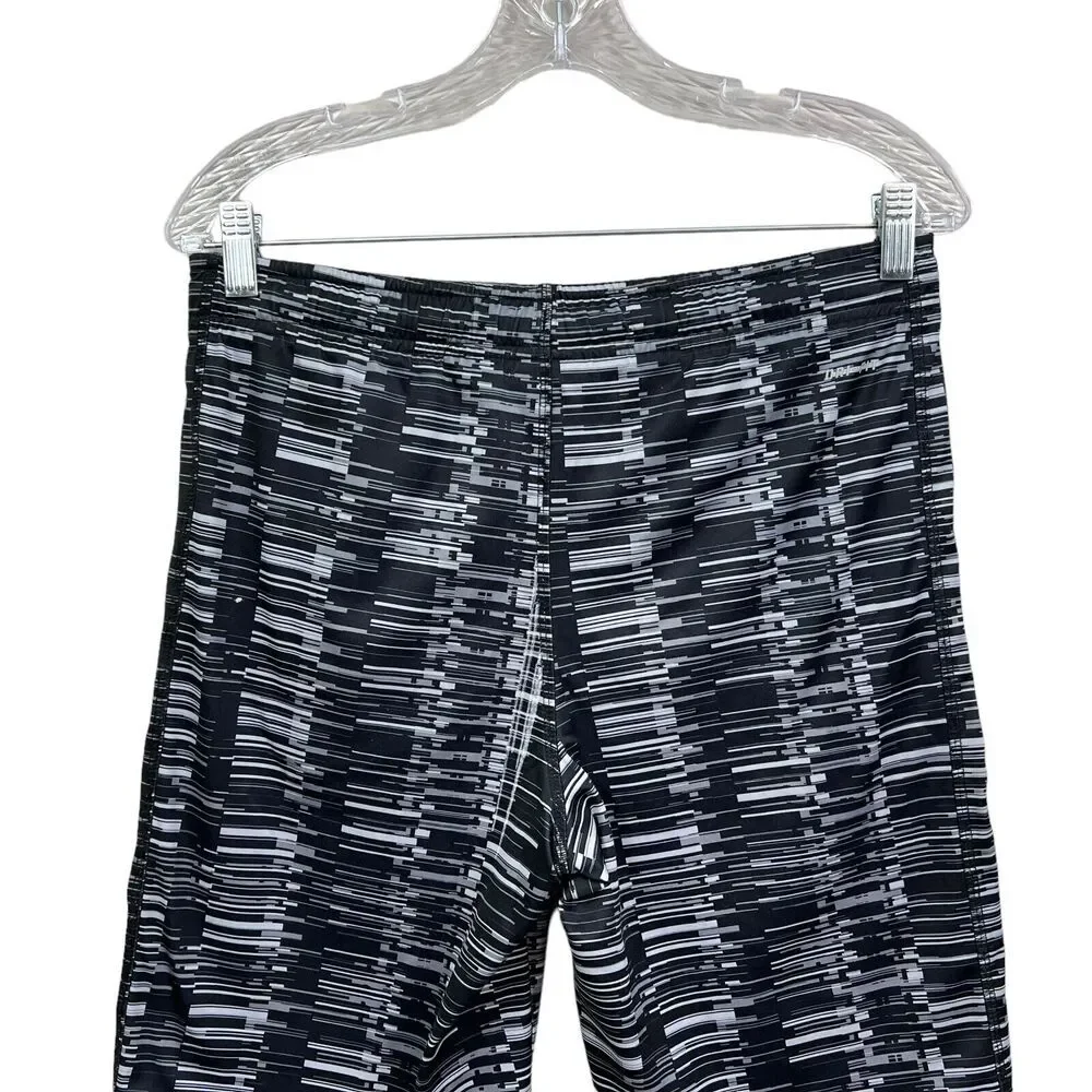 Nike Dri Fit Board Shorts Stretch Drawstring Waistband Pockets Black Gray Boy M*